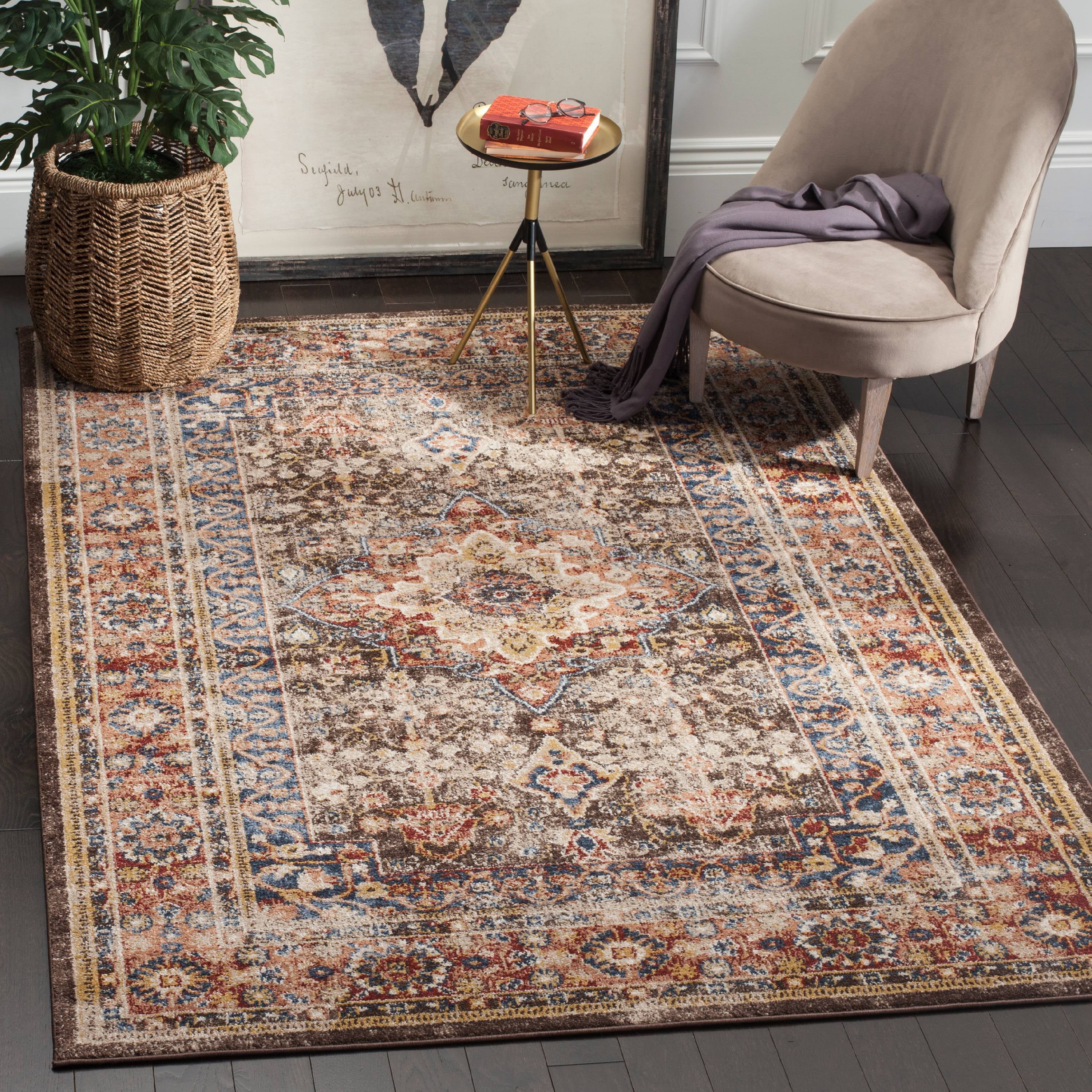 SAFAVIEH Bijar Orval Faded Traditional Area Rug, Brown/Rust, 6'7