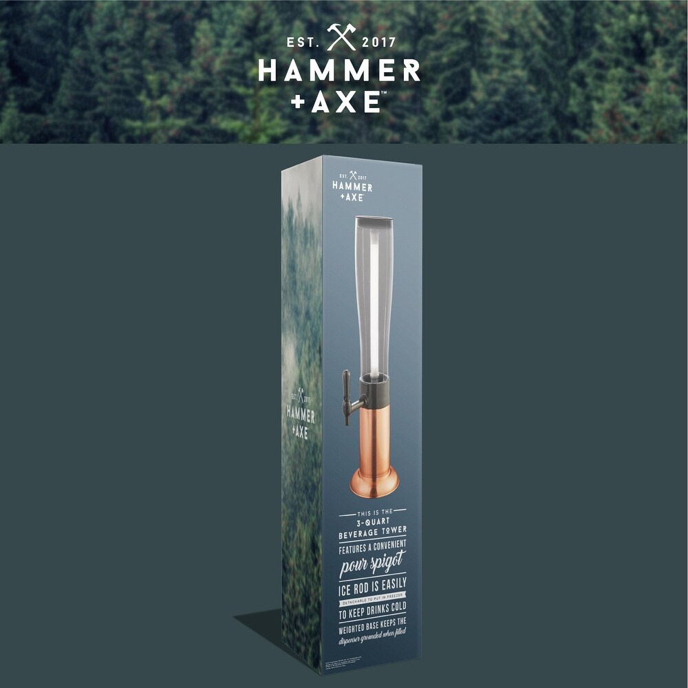 Hammer and Axe Beer Tower Drink Dispenser   8 x 8 x 29