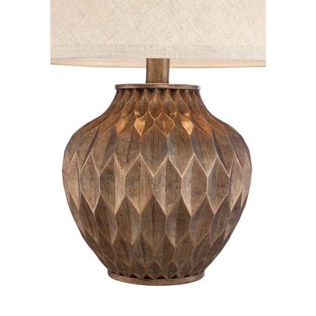 High Warm Bronze Brown Sculptural Geometric Drum Shade For Bedroom Living Room Bedside Nightstand