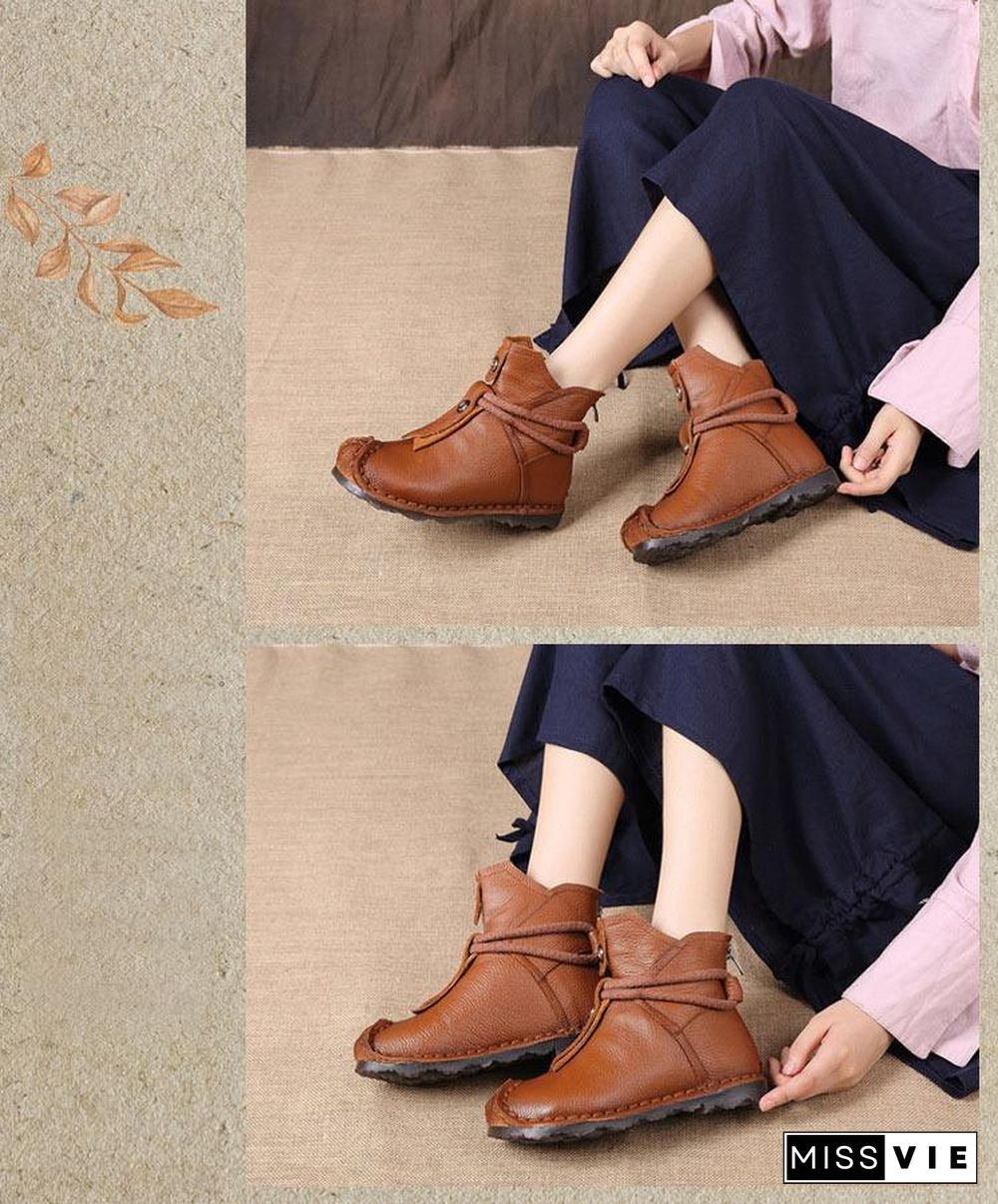 Women Genuine Leather High Quality Fashion Short Flats Ankle Boots