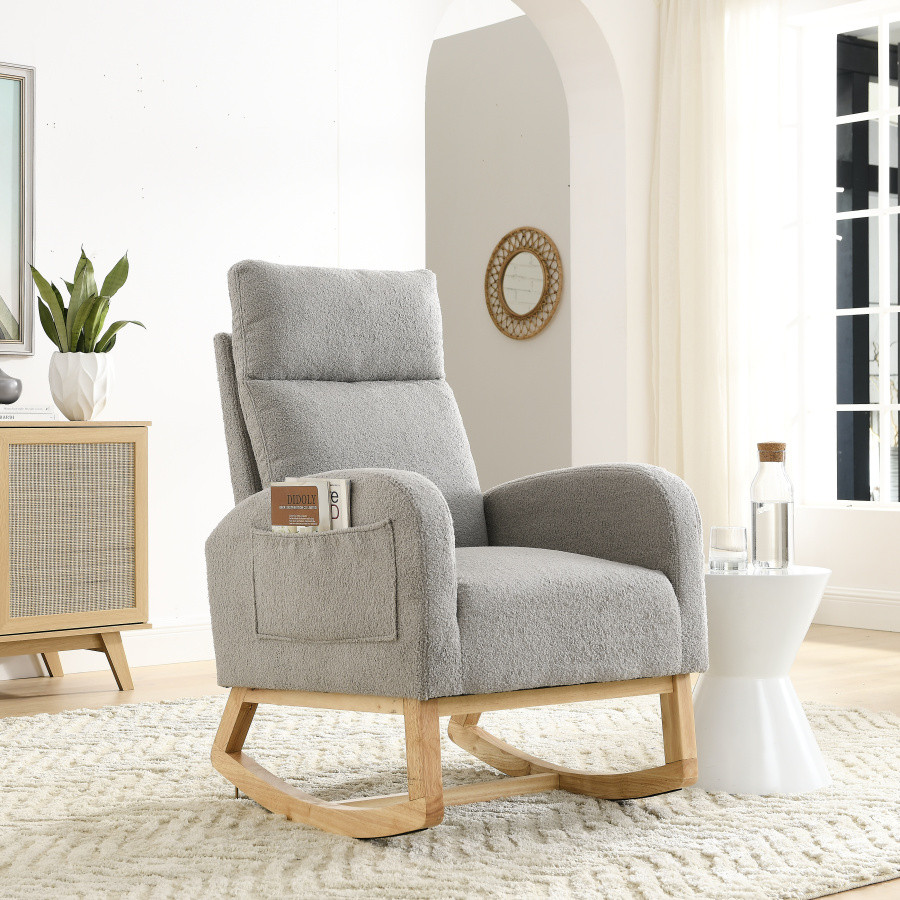 Accent High Backrest Lounge Arm Rocking Chair With Two Side Pocket   Transitional   Rocking Chairs   by Miron Demid LLC  Houzz