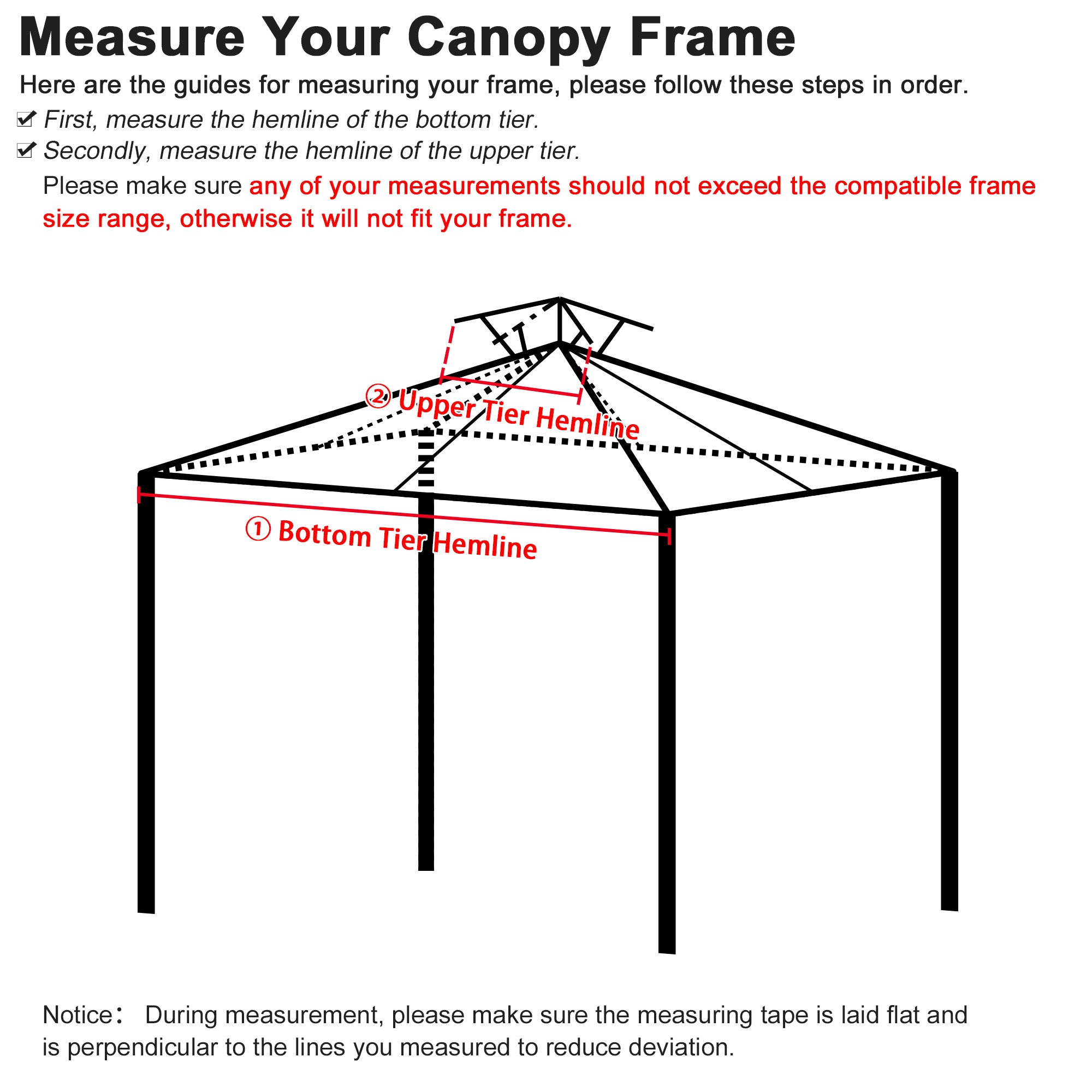 LAGarden 10x10 Ft Canopy Top Replacement for 2-Tier Crescent Gazebo Outdoor Patio Garden Yard Cover Beige