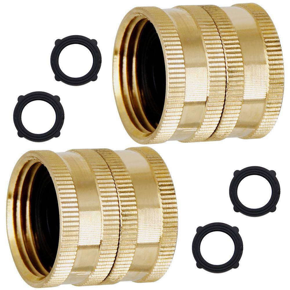 Dyiom 34 in. Heavy-Duty Brass Garden Hose Connector with Dual Swivel for Male Hose to Male Hose ( 2-Pack ) B091DNGZLB