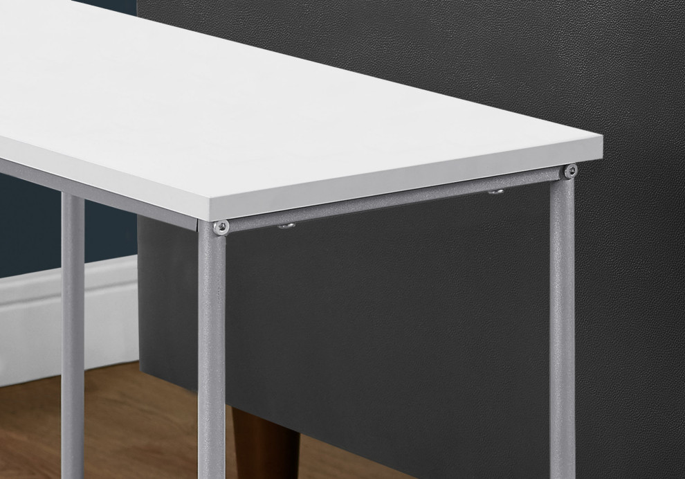 HomeRoots 11.75 quotx 23.75 quotx 22 quotWhite Silver Mdf Metal Accent Table   Contemporary   Side Tables And End Tables   by UStradeENT LLC  Houzz