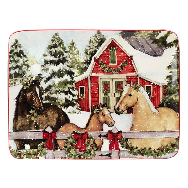 Certified International Homestead Christmas 16 x 12 Oval Serving Platter