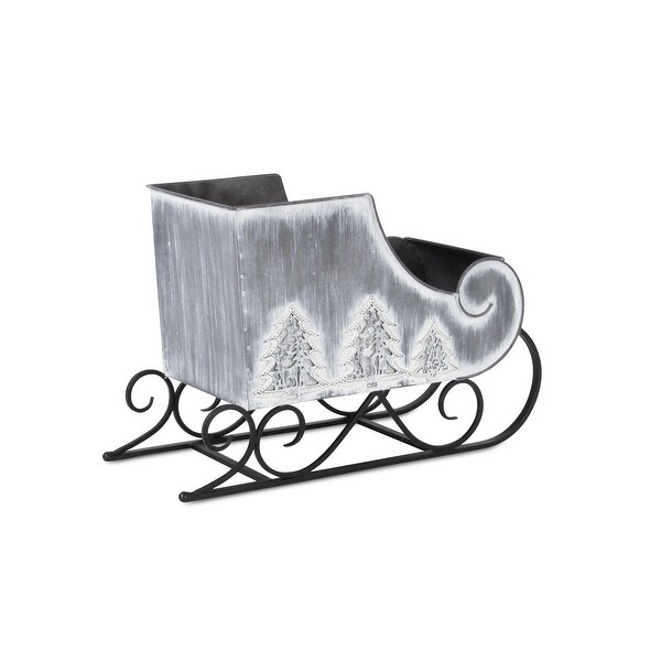 Galvanized Christmas Sleigh Tabletop Decoration Gray