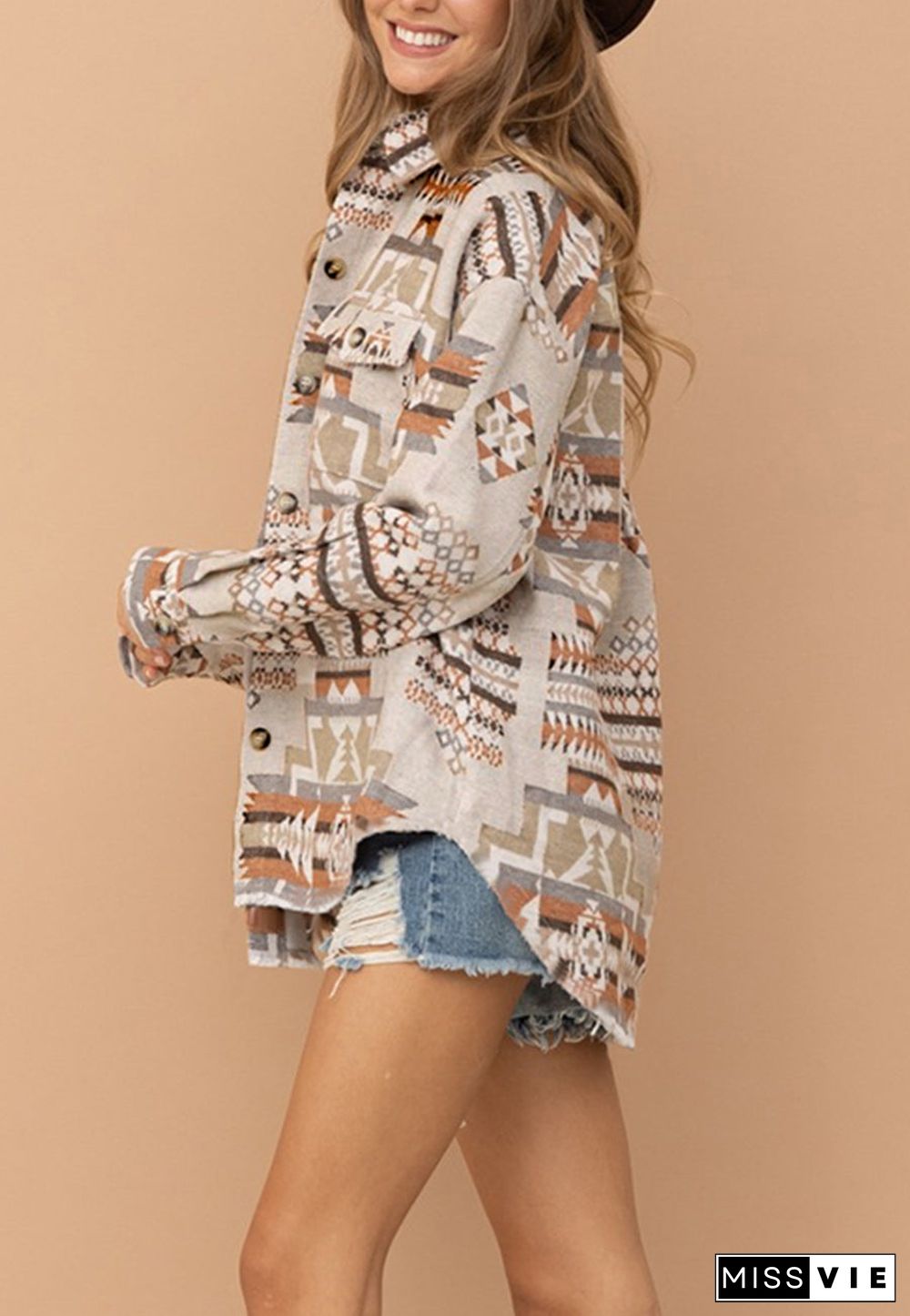 Aztec Pattern Patch Pocket Jacket