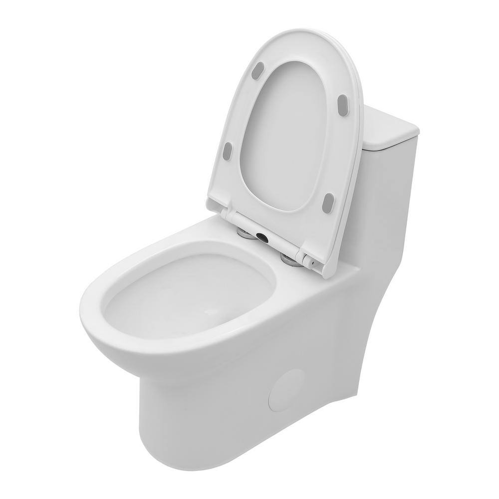 LORDEAR 12 in. Rough-In 1-piece 1.61.1 GPF Dual Flush Elongated Toilet in White Soft Close Seat Included MT1001DL7