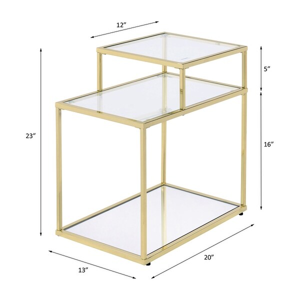 ACME Uchenna Rectangular End Table in Clear and Gold