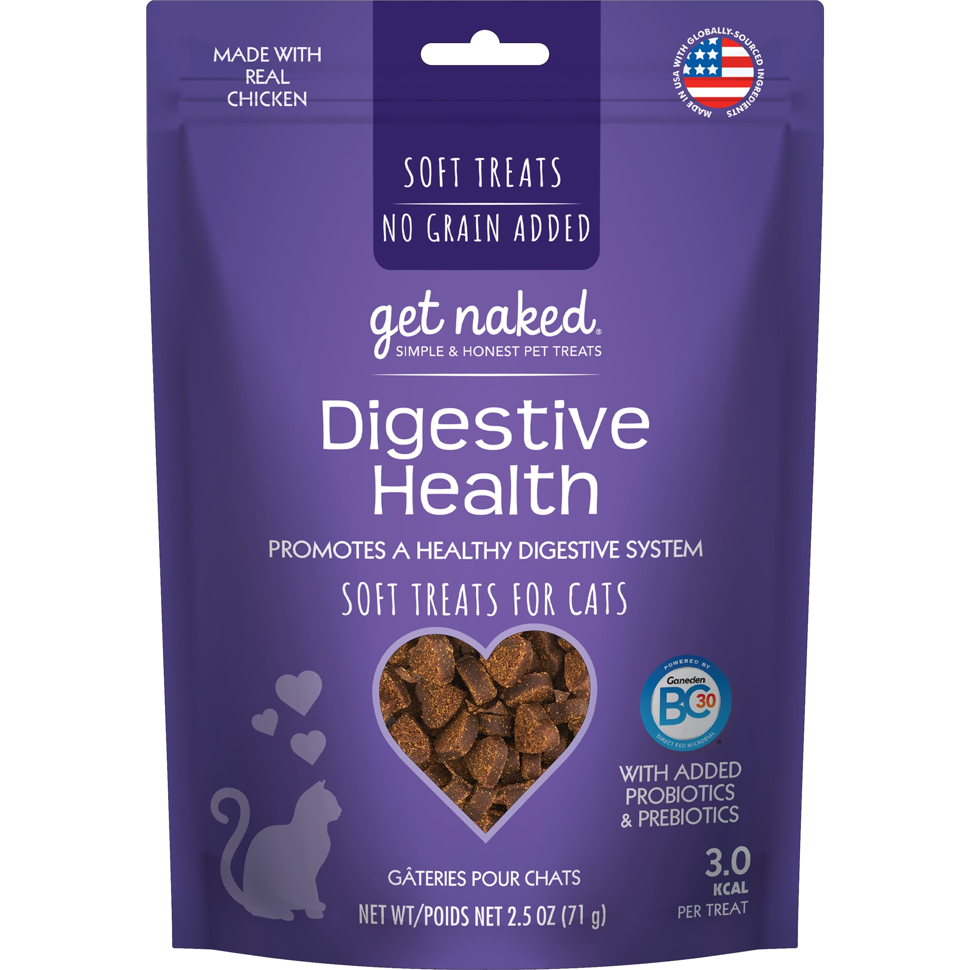 Get Naked Digestive Health Chicken Flavor Soft Cat Treats， 2.5 oz.