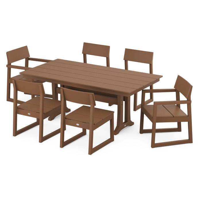 Polywood EDGE 7-Piece Farmhouse Trestle Dining Set PWS717-1