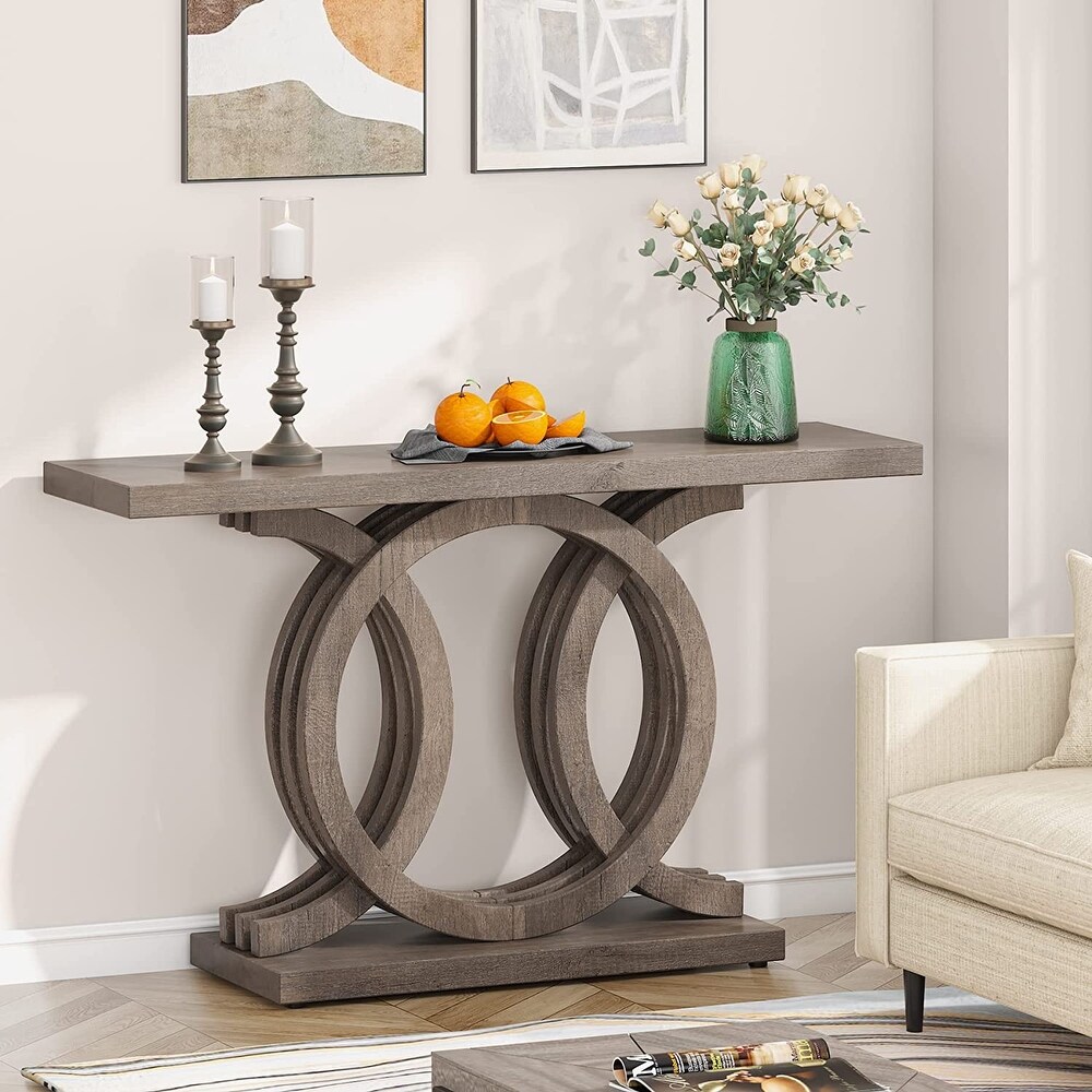 55 inches Farmhouse Console Table with Geometric Base