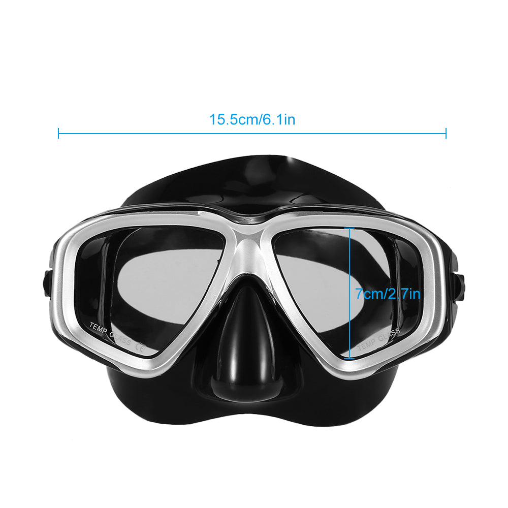 Lixada Adults Freediving Mask Anti-Fog Diving Snorkeling Swimming Mask Tempered Glass Lens Goggles Men Women