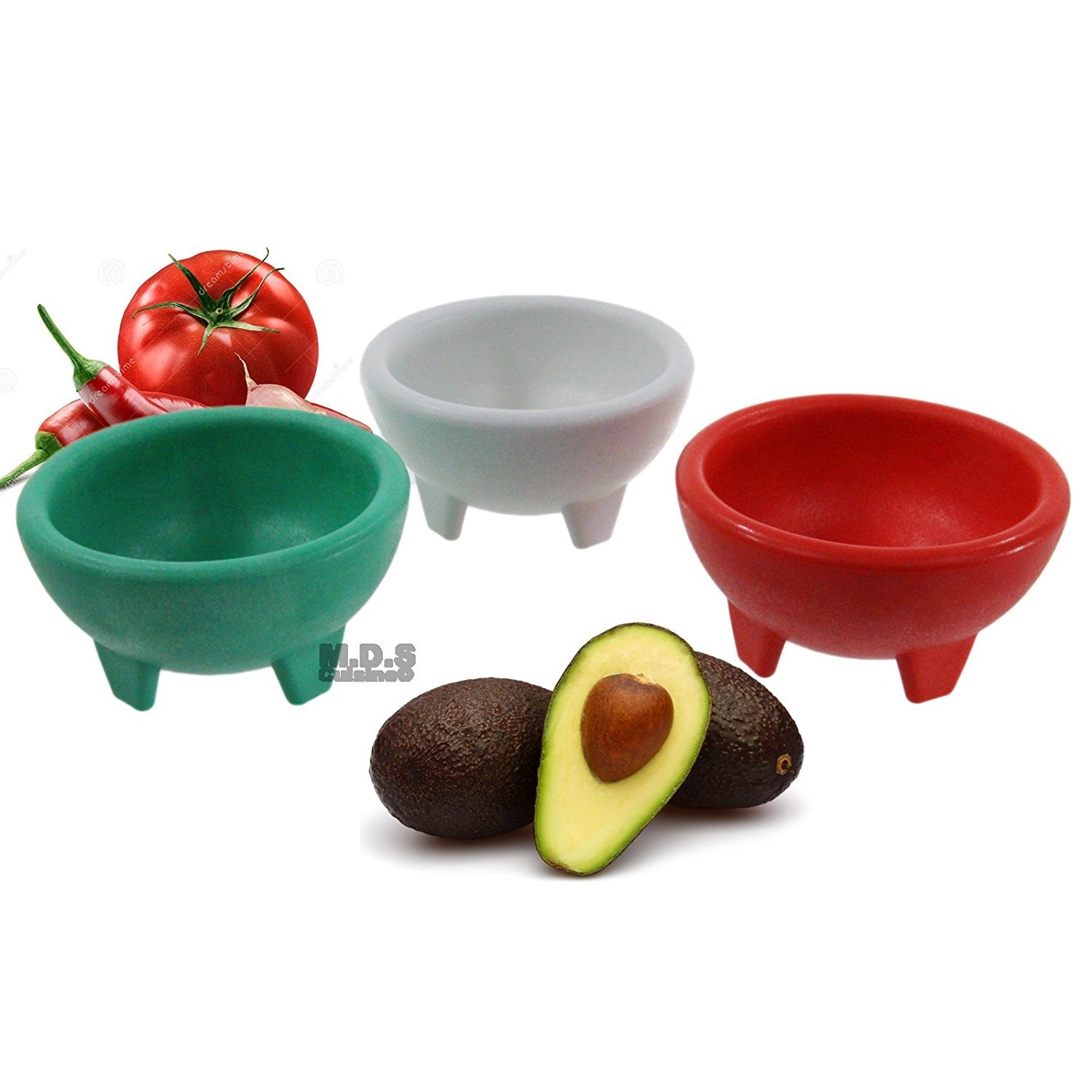 Molcajete 3pc Salsa Bowl for Guacamole Sauce Chips Deep Mexican 3 Colors NEW