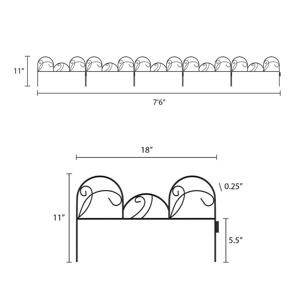 Pure Garden 11 in. Metal Decorative Mimosa Garden Fencing (Set of 5) HW155060