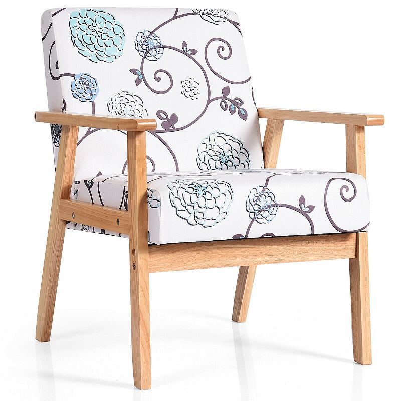 Modern Accent Armchair Fabric Lounge Chair with Rubber Wood Leg