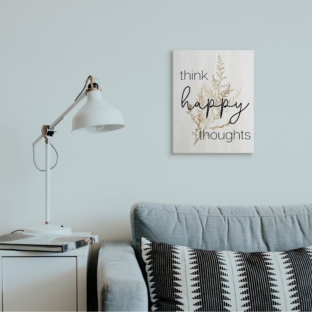 Stupell Industries Think Happy Thoughts Quote Minimal Thistle Design