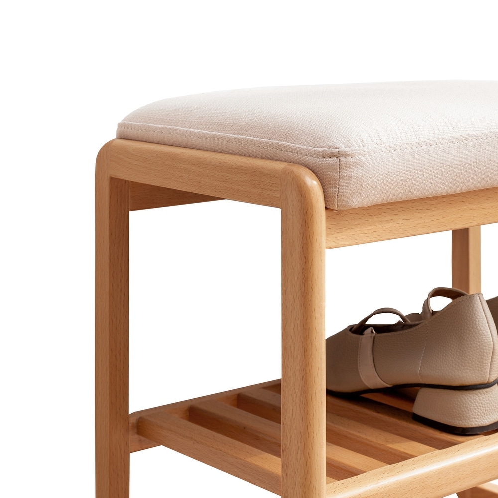 Natural Solid Wood Shoe Bench