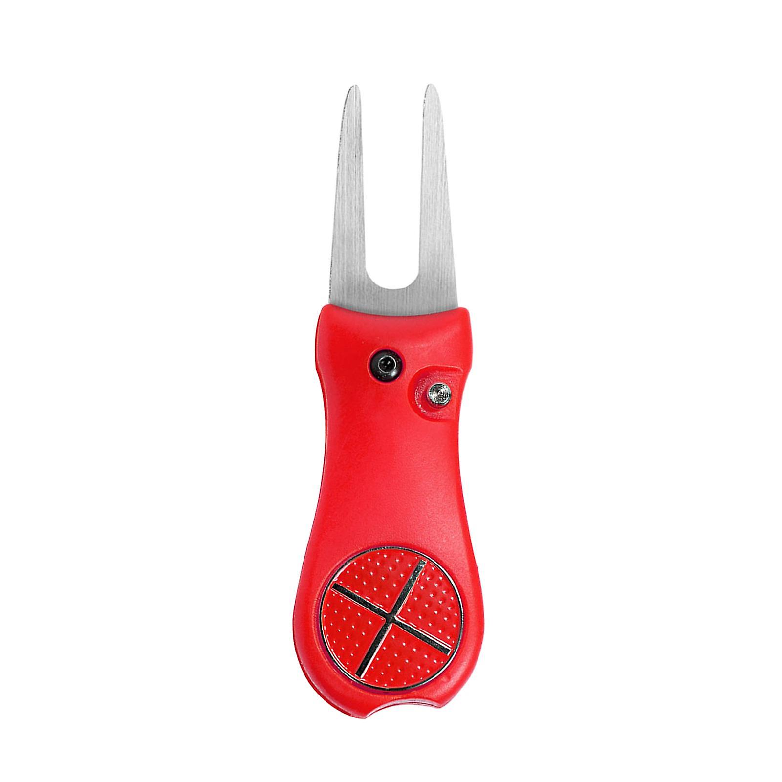 Golf Divot Repair Tool Folding Golf Putting Green Fork For Training Supplies Red