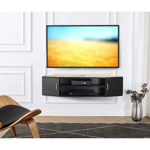 FITUEYES Wall Mounted TV Media Console Floating Desk Storage Hutch