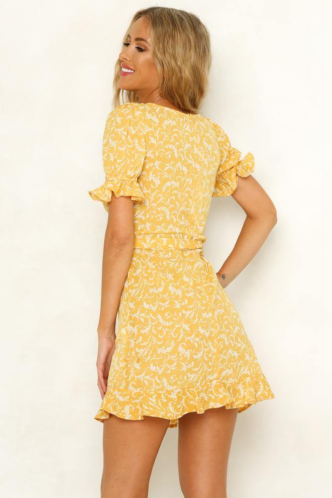 No Looking Back Dress Yellow