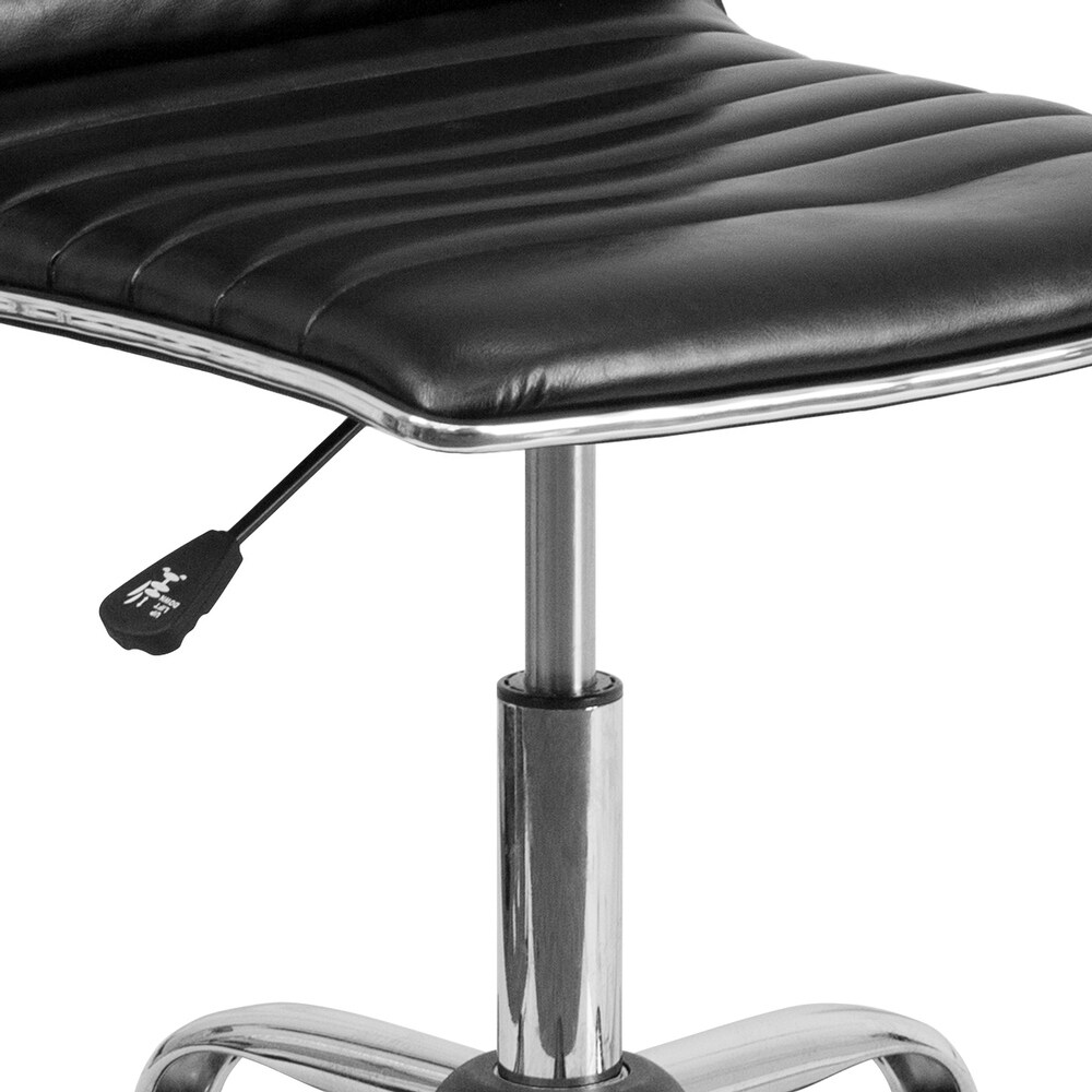 Low Back Designer Armless Ribbed Swivel Task Office Chair