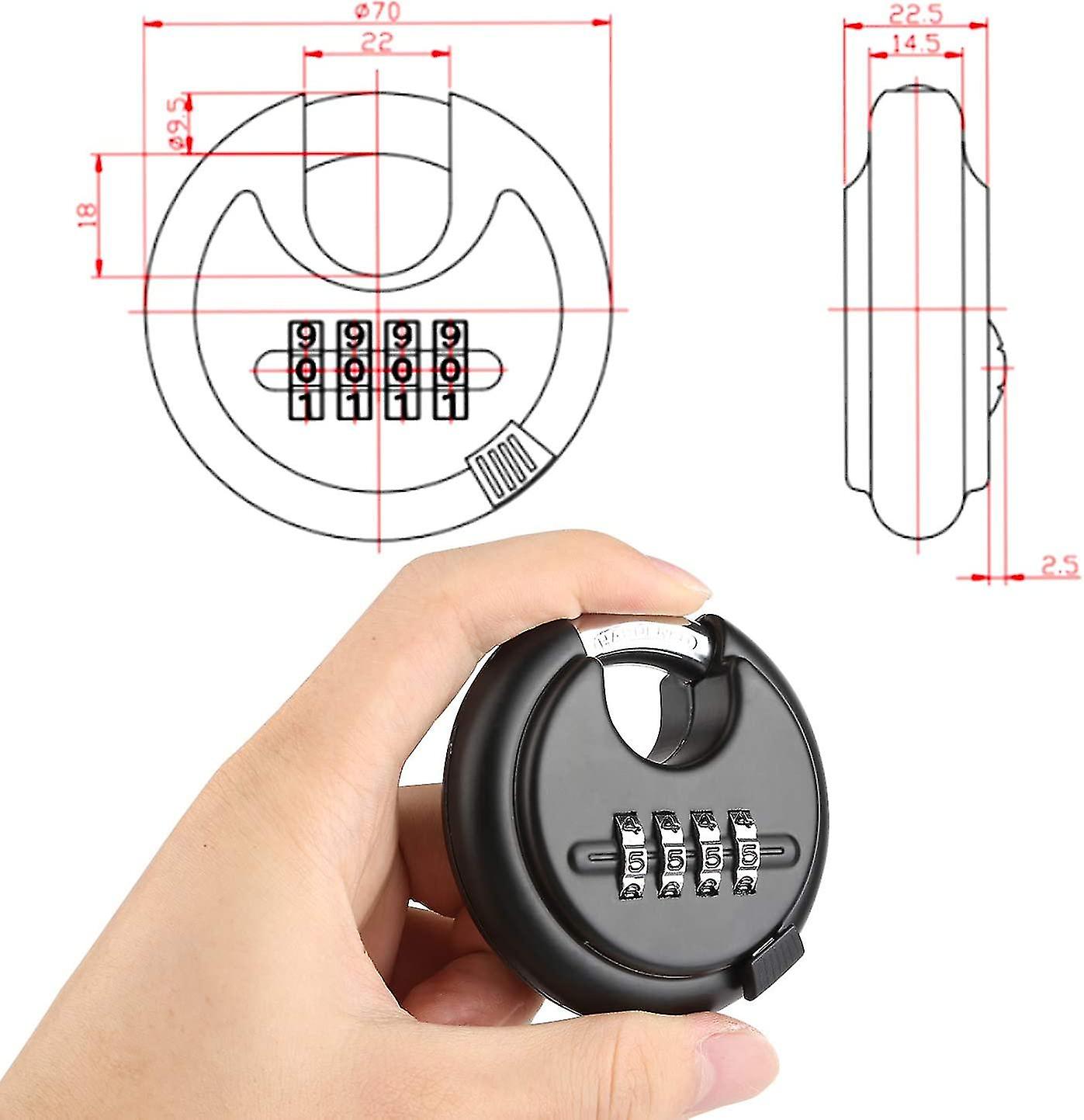 Outdoor Combination Padlock With Heavy Duty Waterproof Hardened Steel Shackle For Shed， Storage Unit， 70mm Wide