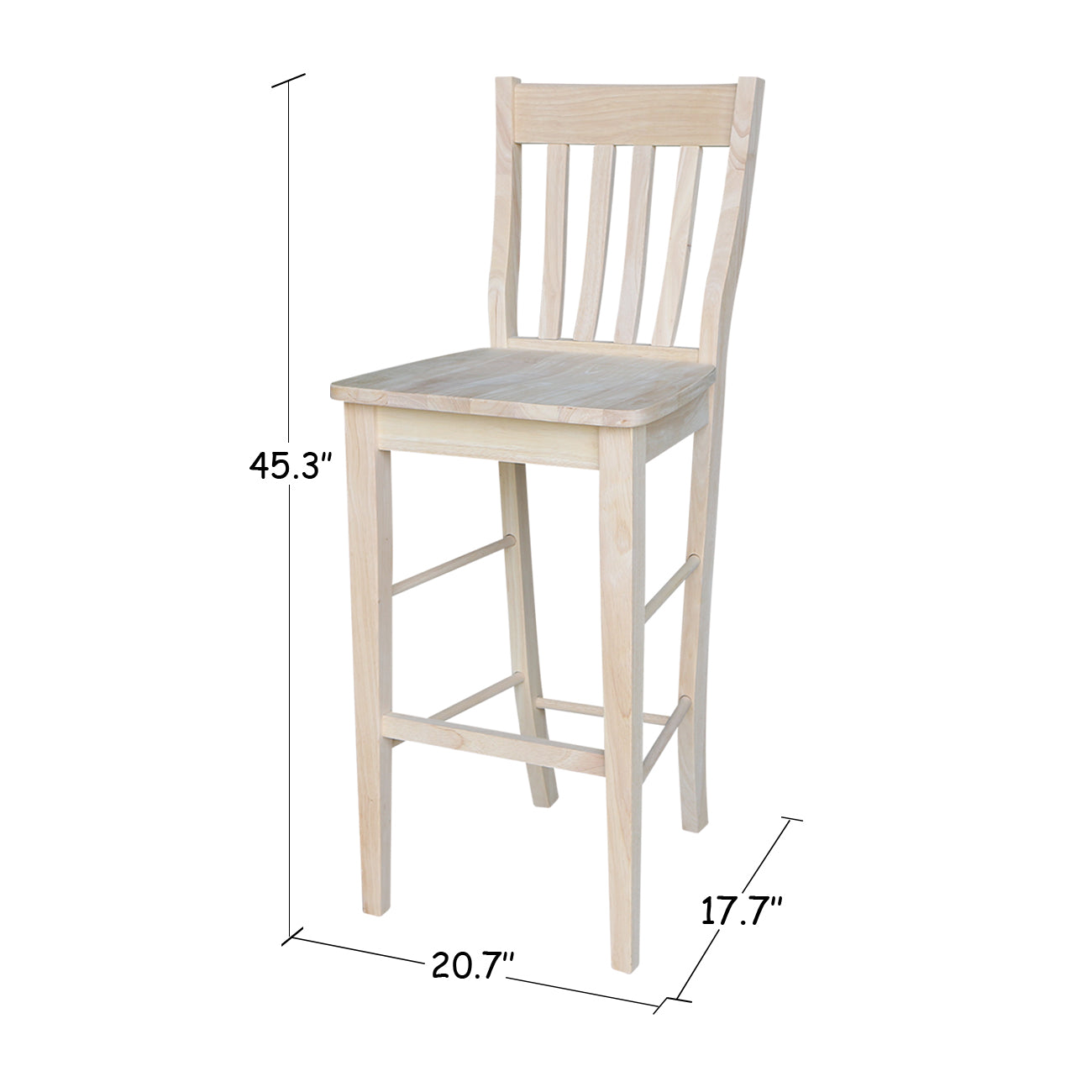 International Concepts S-6163 Cafe Stool， 30， Ready To Finish