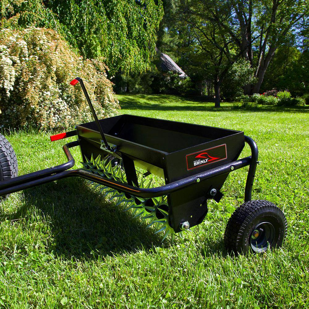 Brinly-Hardy AS2-40BH-G 40 in. Tow-Behind Combination Aerator Spreader with 3-D Steel Tines and Pneumatic Tires