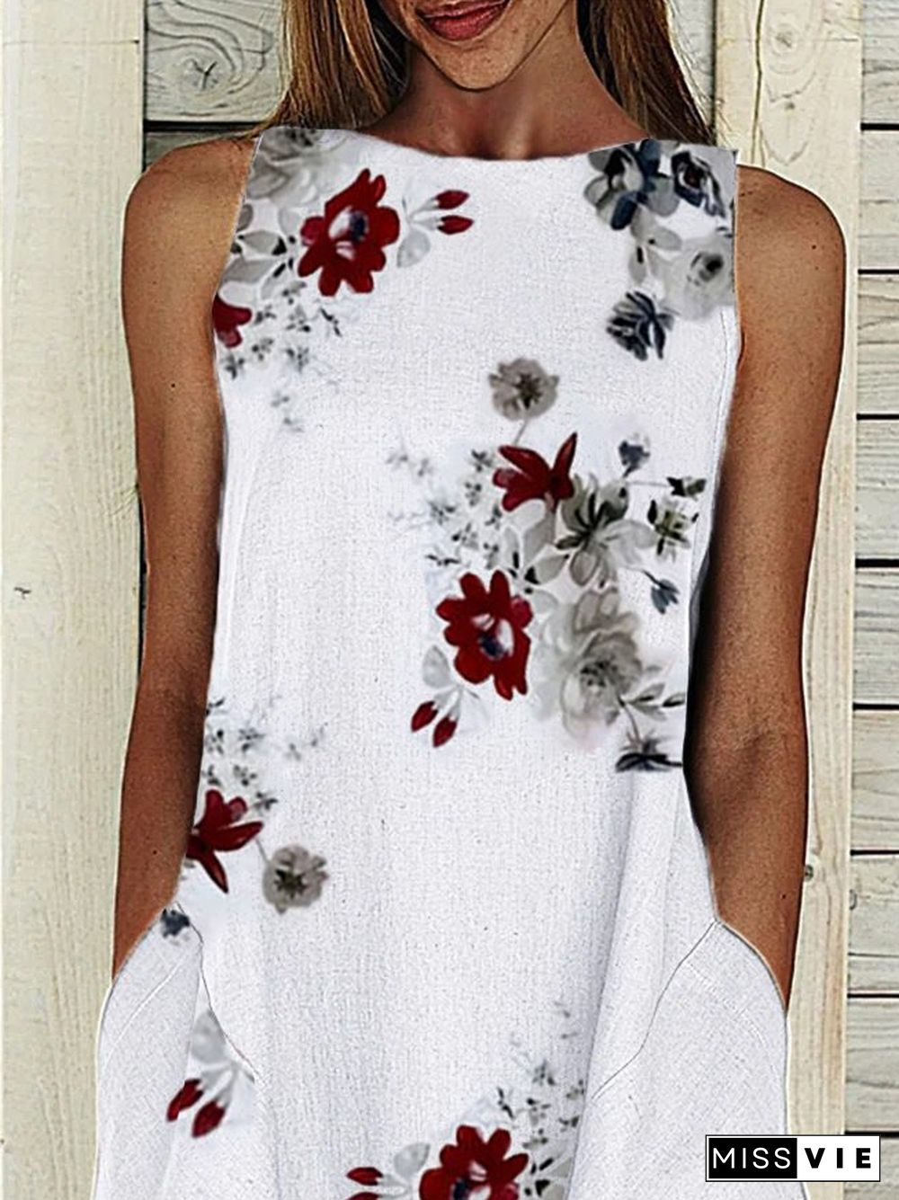 Sleeveless Casual Shift Floral Dresses