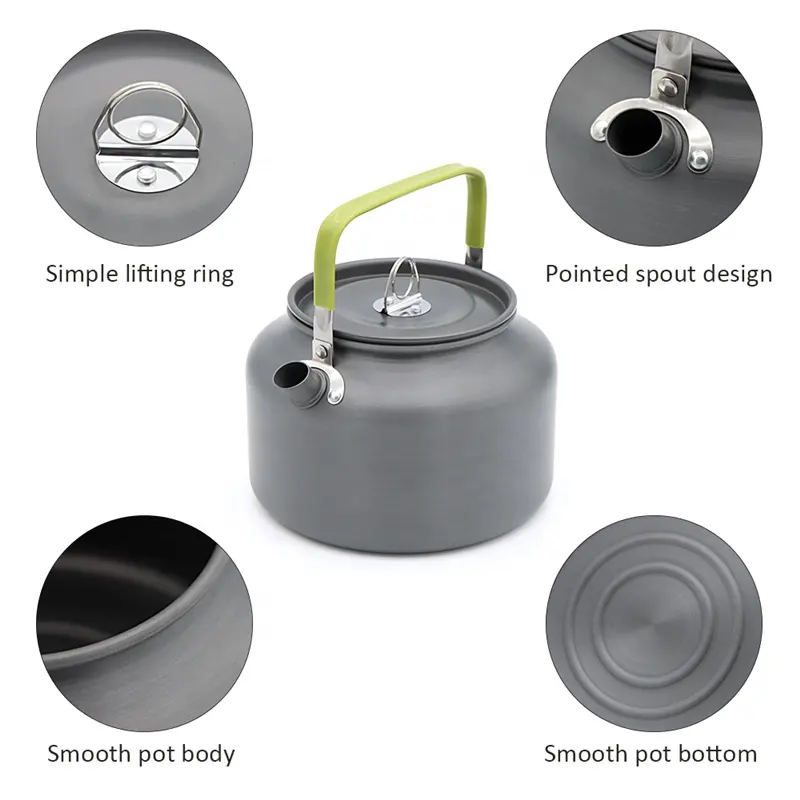 Portable 1.8L Outdoor Teapot Coffee Pot Aluminum Camping Kettle  Backpacking cooking Accessories with carry bag for Hiking