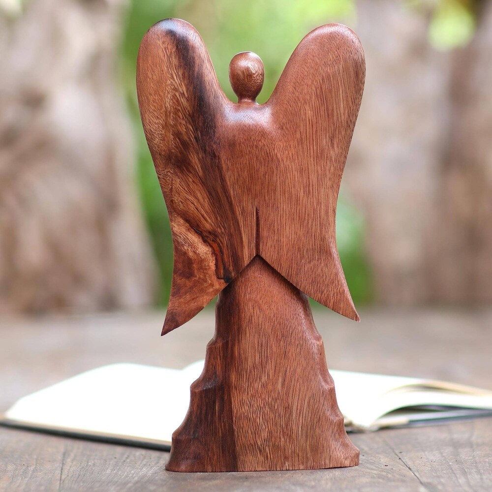 Novica Handmade Angel In Heaven Wood Statuette   11.75\