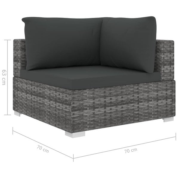 11 Piece Patio Lounge Set with Cushions Poly Rattan Gray