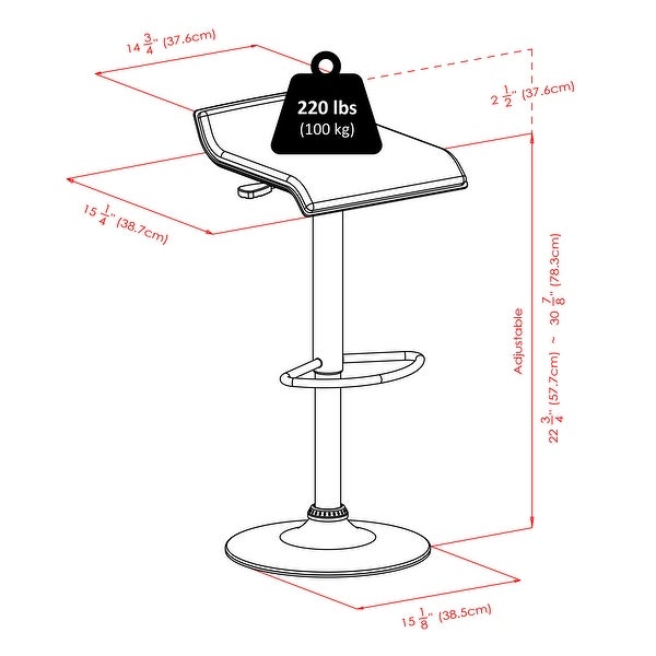 Obsidian 2-Pc Adjustable Swivel Stool Set， Black - 15.1 x 15.1 x 33.35 inches