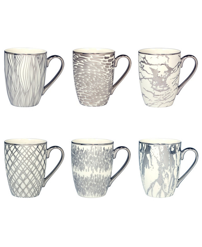 Certified International Matrix Silver-Tone Plated Tapered Mugs Set of 6