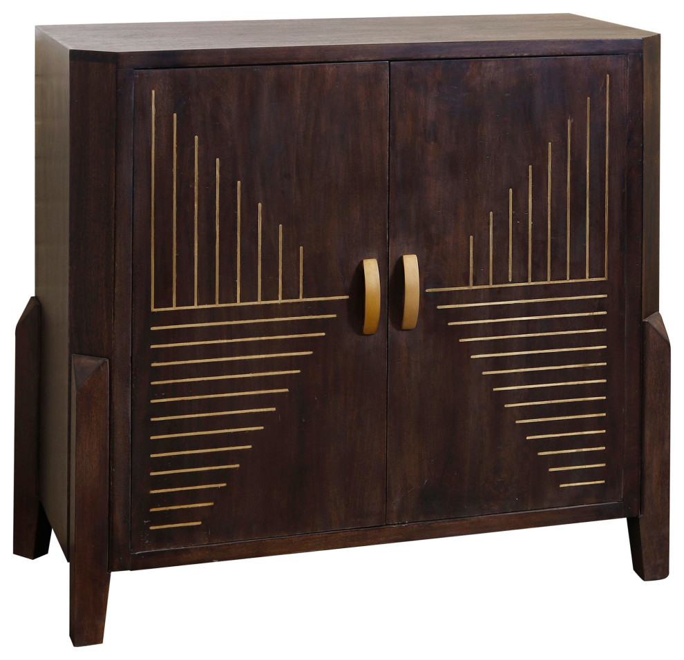 Vortex Two Door Mango Wood Cabinet Dark Cocoa Brown Finish   Transitional   Accent Chests And Cabinets   by StyleCraft  Houzz