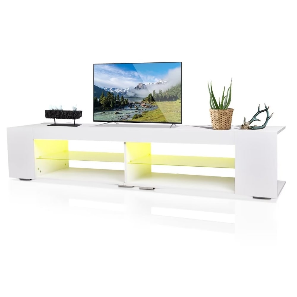 LED TV Stand Entertainment Center with Storage   83 inches in width