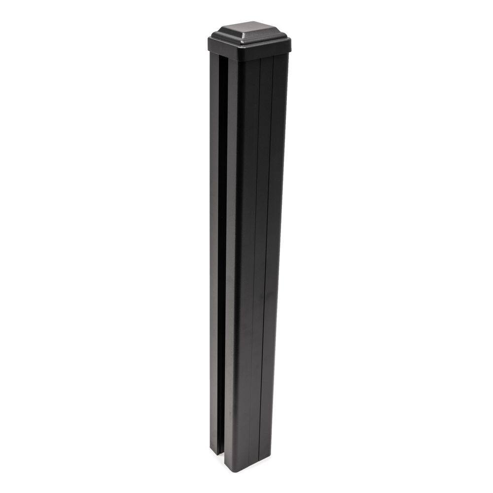 CREATIVE SURFACES Composite Fence Series 3.15 in. x 3.15 in. x 8 ft. Black Aluminum Fence Post HDPST0002