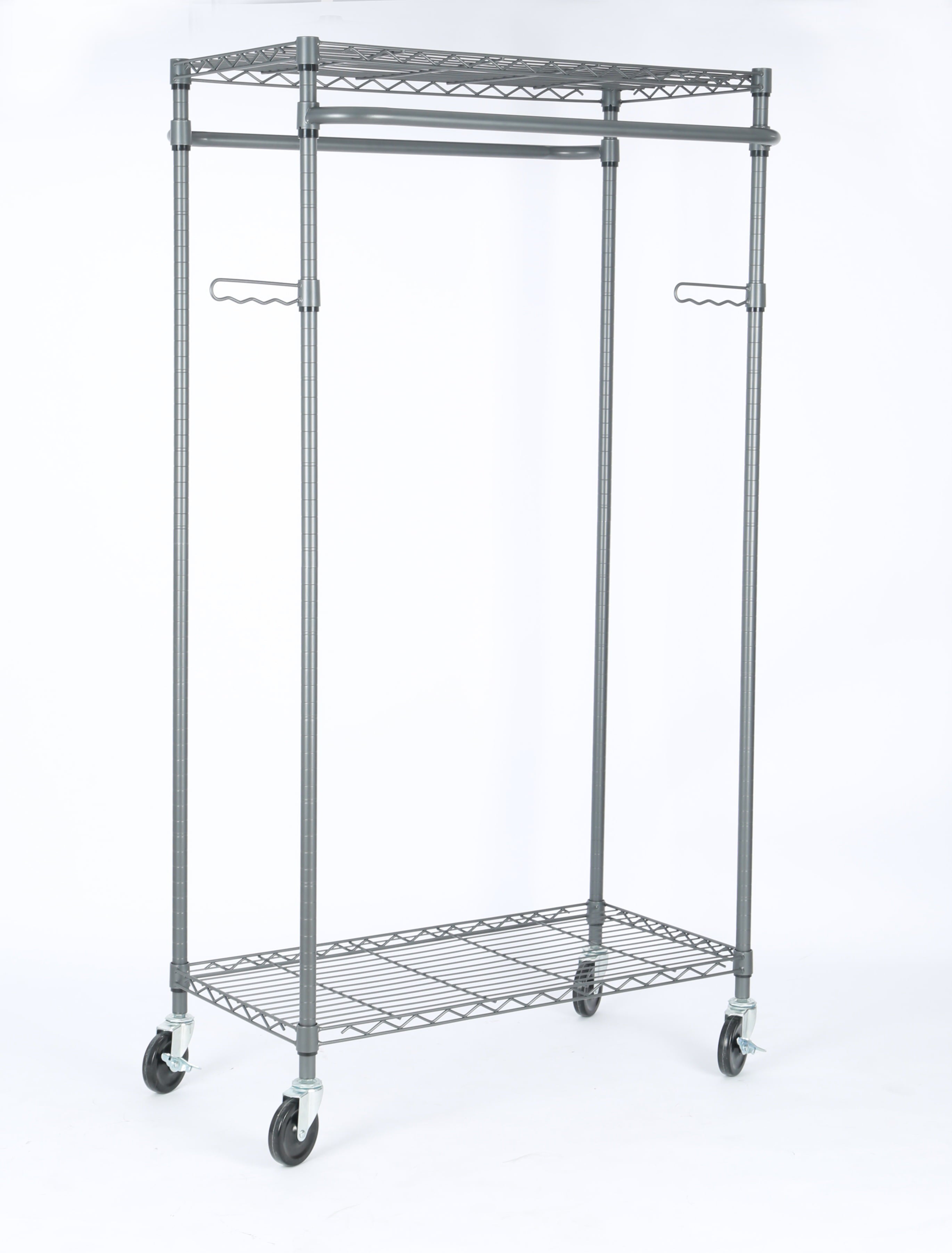 Better Homes & Gardens Double Hanging Garment Rack, 38.2in Wx 23.6in Dx 66.1in H, Gunmetal Finish, Gray