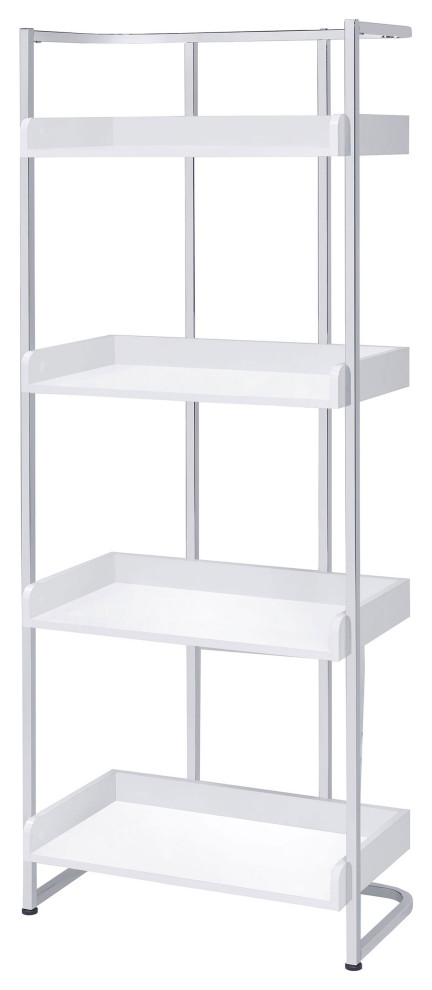 Ember 4 shelf Bookcase White High Gloss and Chrome   Modern   Bookcases   by Modon  Houzz