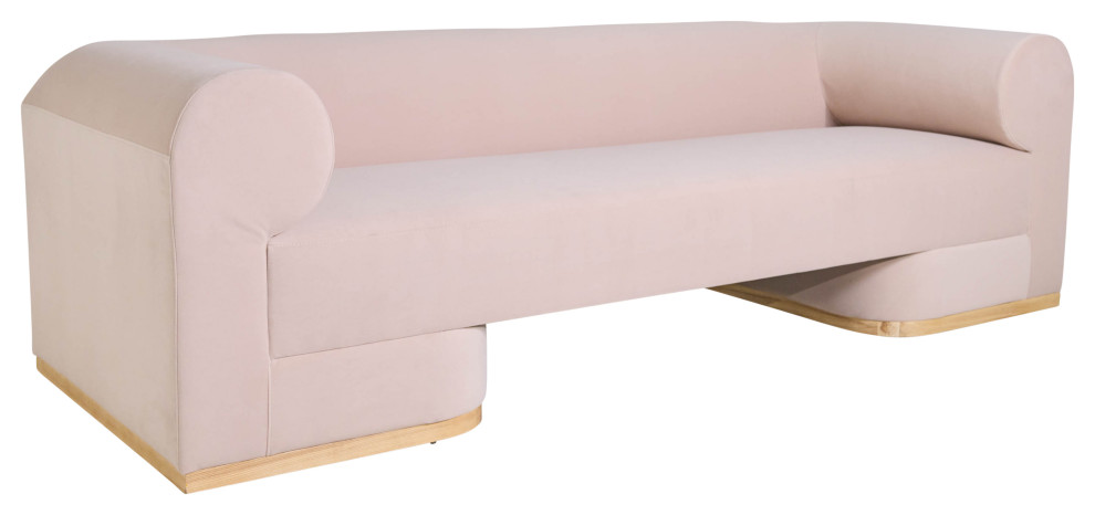 Modern Sofa   Oak Wood Base  Blush   Contemporary   Sofas   by Sagebrook Home  Houzz