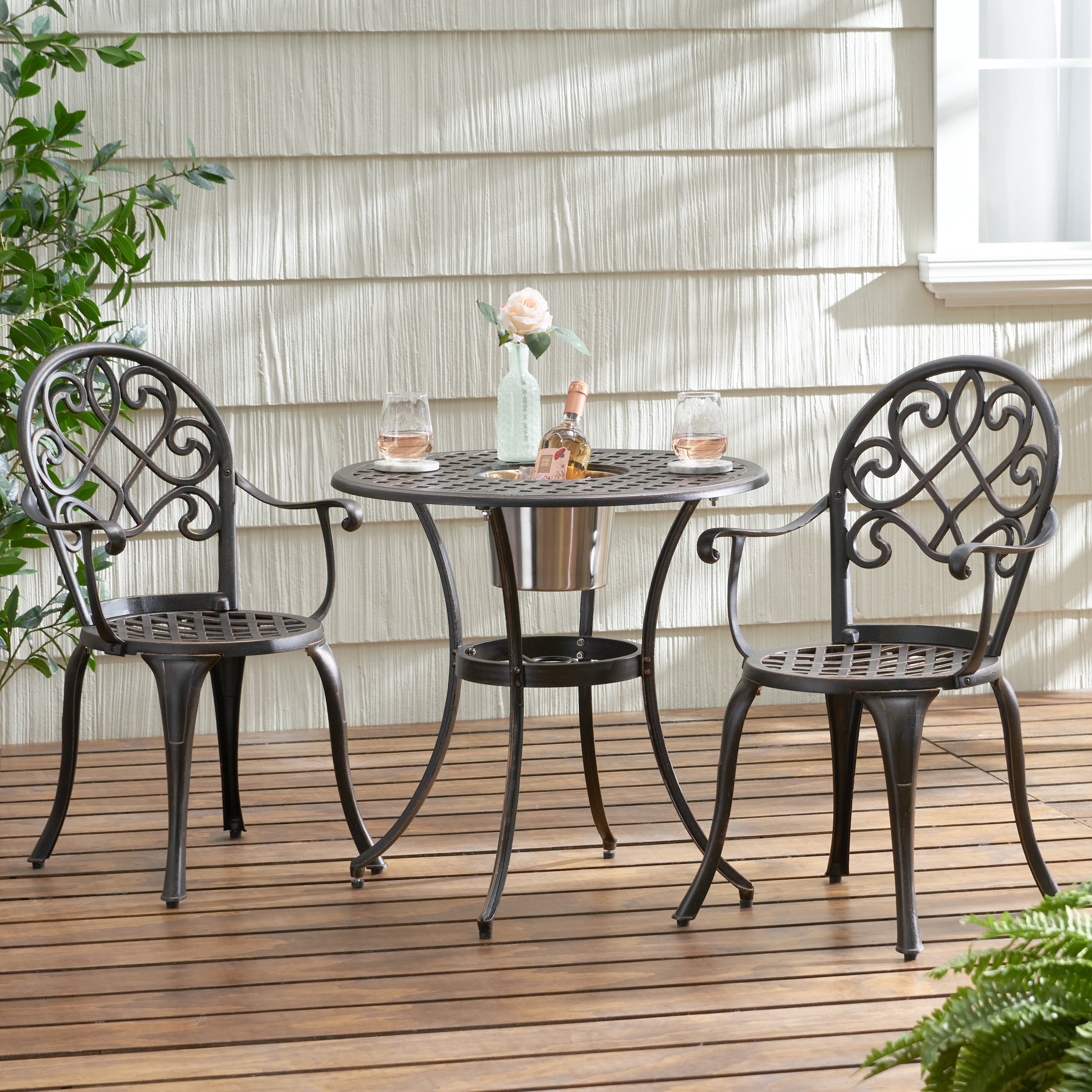 Palermo Copper Cast Aluminum 3pc Bistro Set