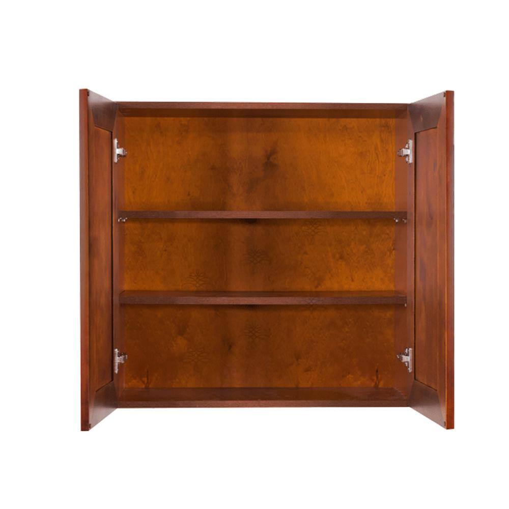 LIFEART CABINETRY Cambridge Assembled 27x30x12 in. Wall Cabinet with 2 Doors 2 Shelves in Chestnut AC-W2730