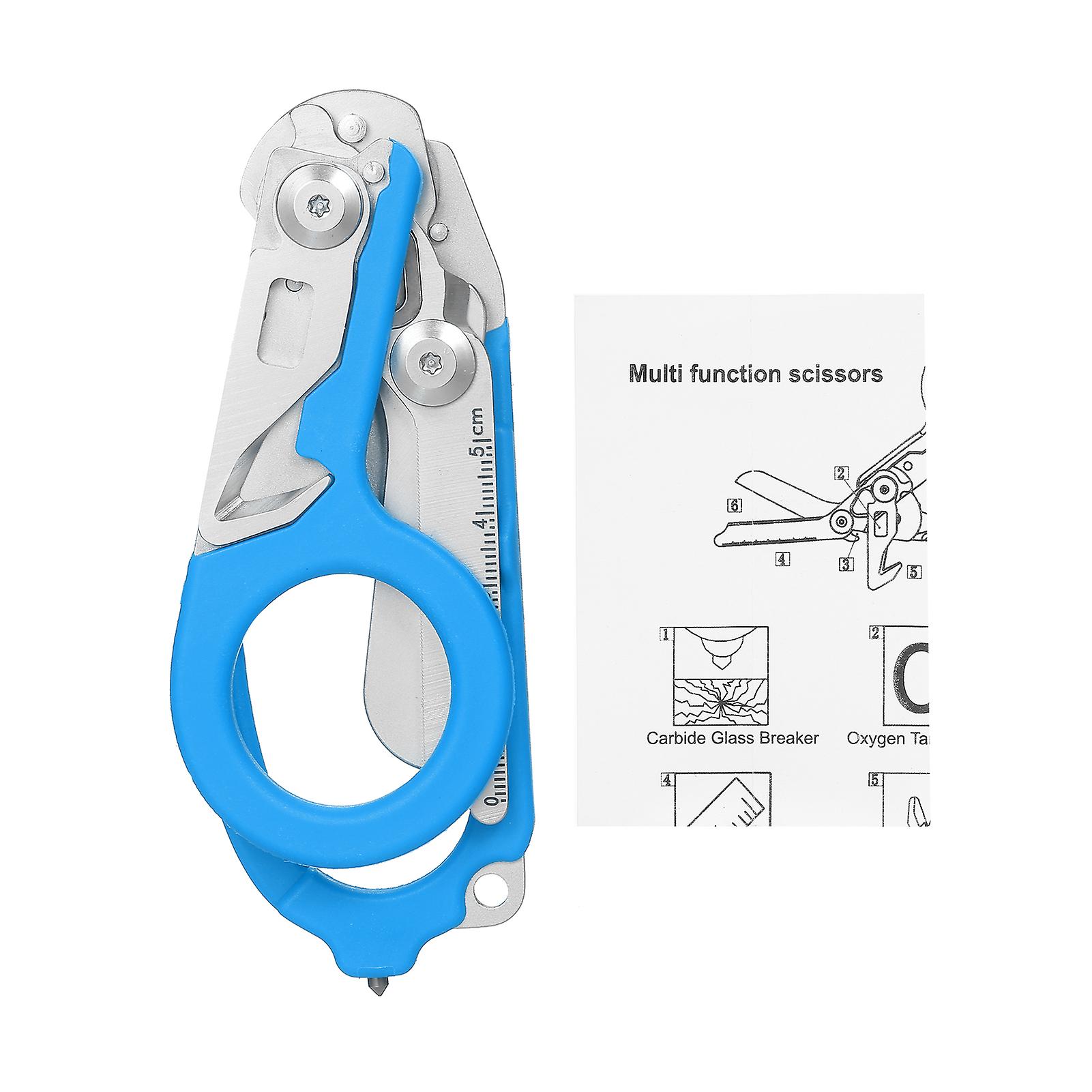 Multitool Scissors Folding 6 In 1 Multifunction Scissors Emergency Response Shears Outdoor Survival Home Repair Carbide Glass Breaker Oxygen Tank Wren