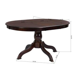 Homy Casa Zareef 60.7 in. Oval Extendable Brown Wood Pedestal Dining Table with Removable Leaf (Seats 4) ZAREEF DINING TABLE