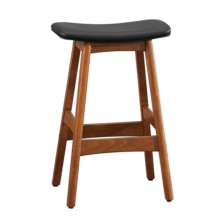 Wooden Counter Height Stool In Black And Brown