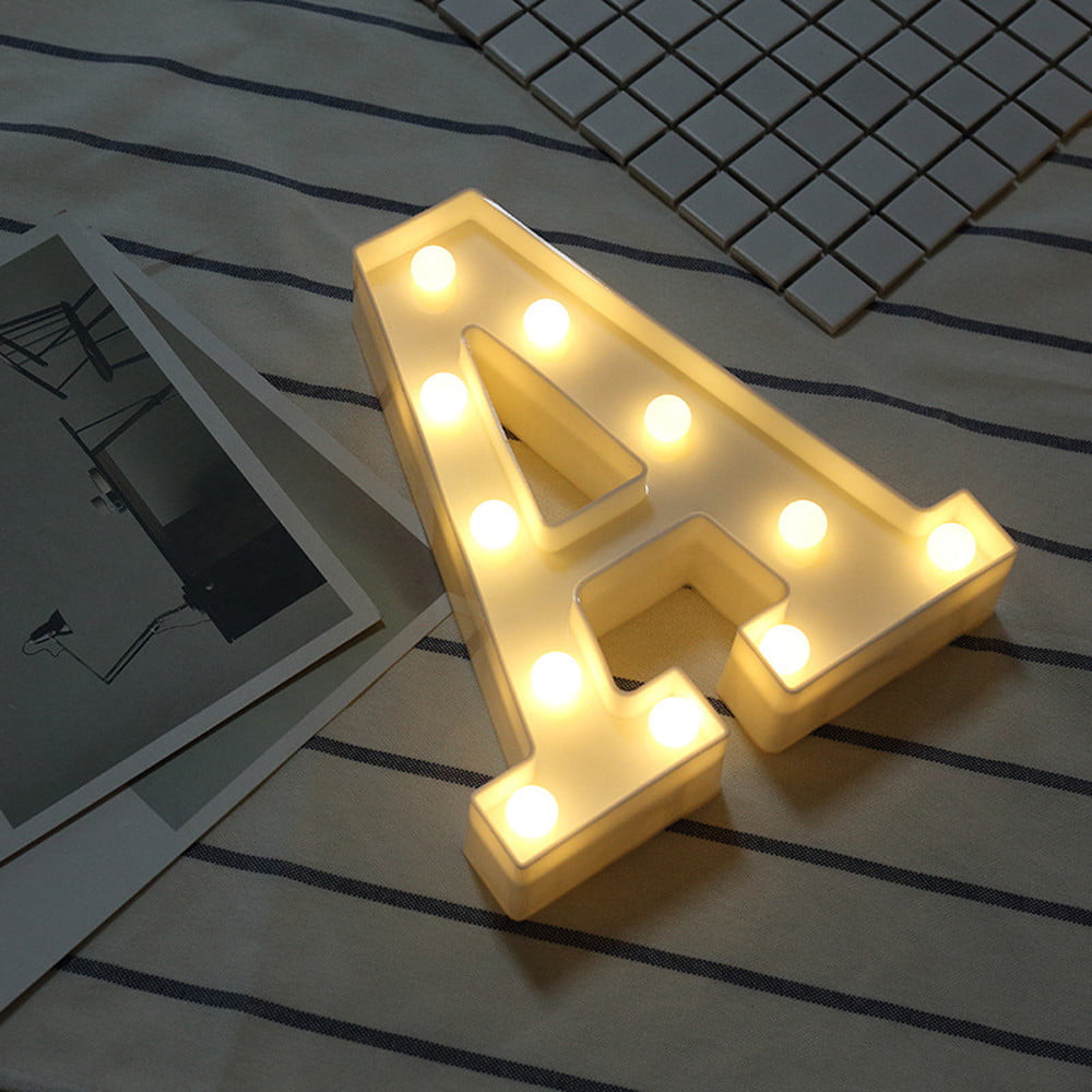 Alphabet LED Letter Lights Light Up White Letters Standing Hanging A Led lights for bedroom outdoor floor lamp pendant DIY Wedding Party Bedroom Terrace(Multicolor)