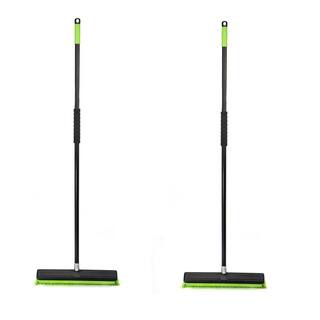 Alpine Industries 18 in. Green Indoor Multi-Surface 2-in-1 Squeegee Push Broom (2-Pack) ALP4600-18-1-2