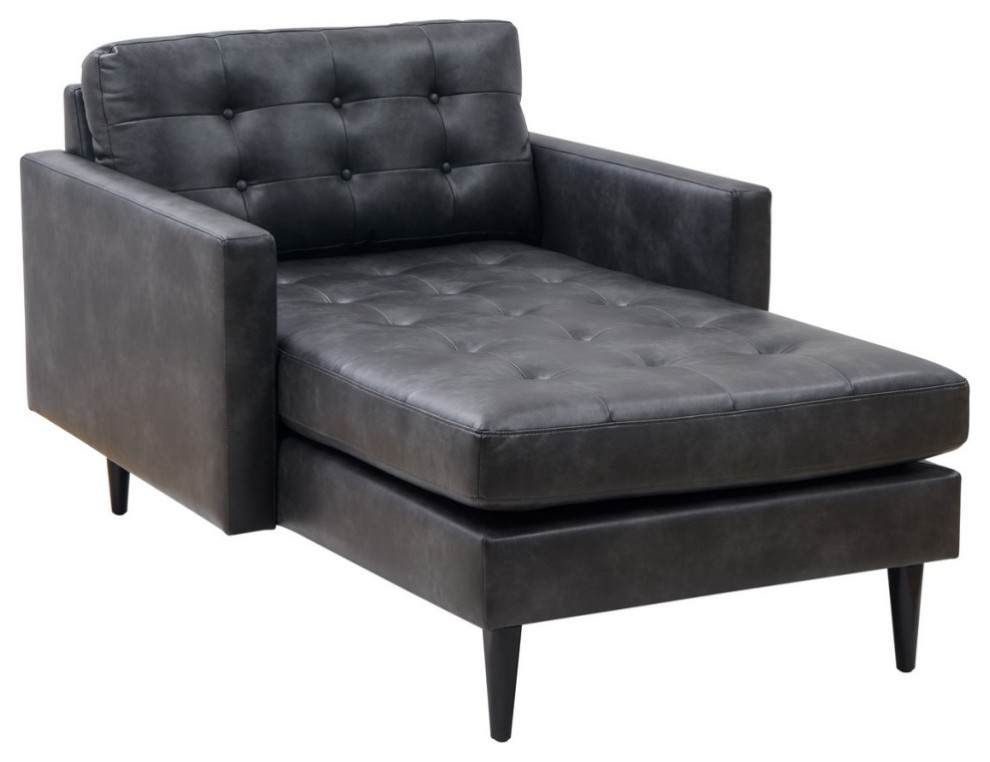 Raymond Tufted Chaise Gray   Midcentury   Indoor Chaise Lounge Chairs   by AED Luxury Home Decor  Houzz