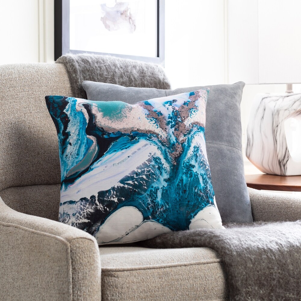 Artistic Weavers Braden Blue Abstract Wave Throw Pillow